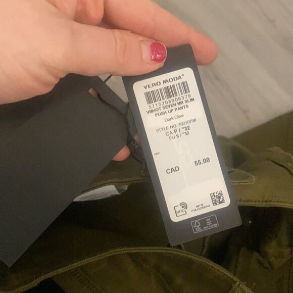 🏴 Vero Moda High waisted green skinny pants / jean size small - Picture 10 of 14